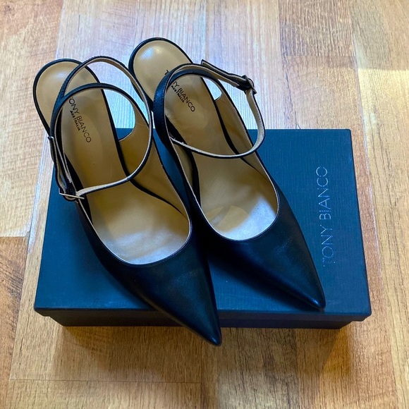 TONY BIANCO Gallery Heels in Black Nappa - Ankle Strap Leather Pumps - Picture 8 of 16